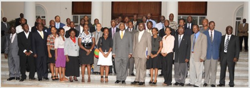 Beneficiaries of the Presidential Initiative with President Yoweri Museveni