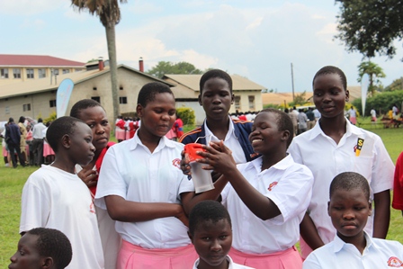 Students of Sacred Heart Girls solar club admire the lamps